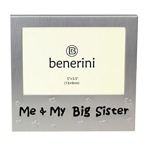 benerini ' Me & My Big Sister ' - Photo Picture Frame Gift - 5X 3.5 - Aluminium Silver Colour Gift for Her
