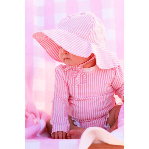 Printed Sun Hat | Seersucker Dusty Pink