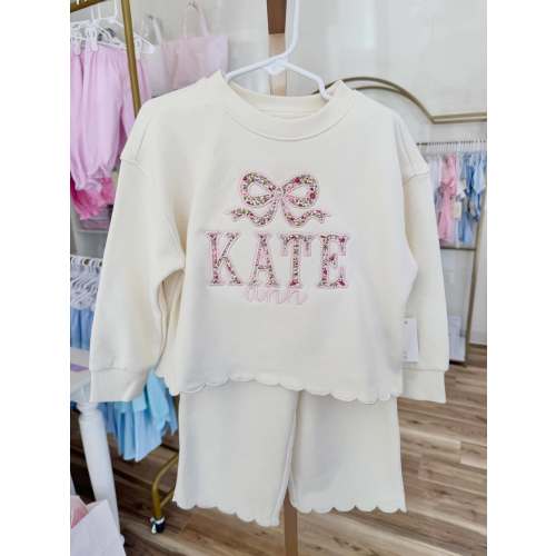 Cream Applique Scallop Pants Set – Little Stitches & Co.