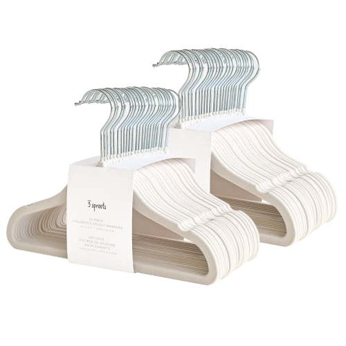 3 Sprouts Baby Velvet Clothes Hangers, Pack of 30, Cream, Non-Slip, Sized for Small Garments