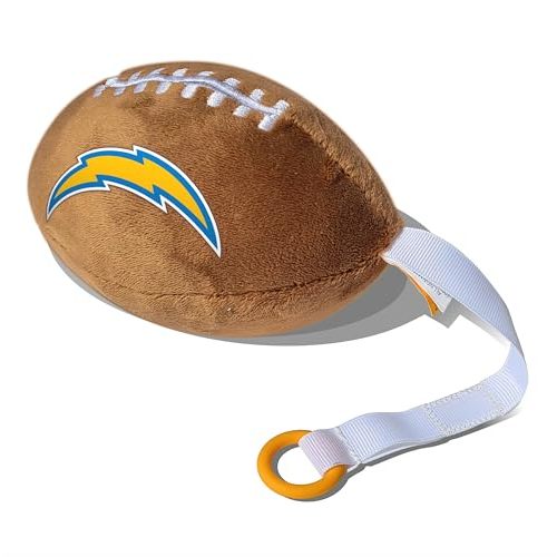 Los Angeles Chargers Plush Football Pacifier Holder by Smilo - Officially Licensed NFL Soother Holder - Soft Plush Toy and Dummy Holder - Fits Any Pacifier - Stroller Accessory & Newborn Essential