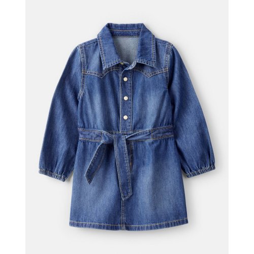 Toddler Girl Cotton Long-Sleeve Denim Dress - Blue - OshKosh | Carter's
