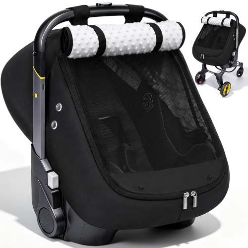 Caveen Baby Car Seat Cover, Warm Plush Minky Dots, Waterproof Ventilation, Black
