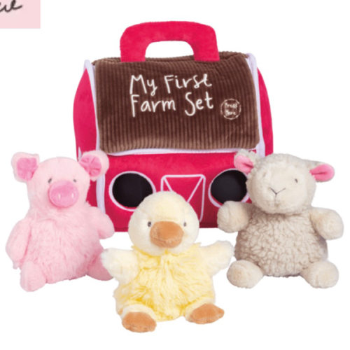 Plush My Farm Set | 4-Piece Farm Animal Play Set with Sound | Mud Pie