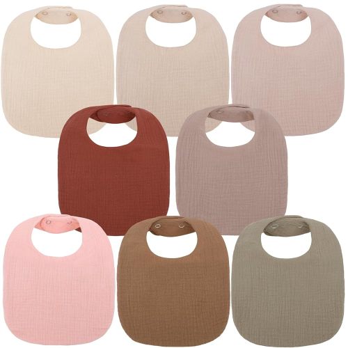 ALVABABY Baby Muslin Drool Bibs For Drooling Teething Feeding 8 Pieces Adjustable Snap Super Absorbent Unisex Boys Girls Newborn 8MSU02-CA