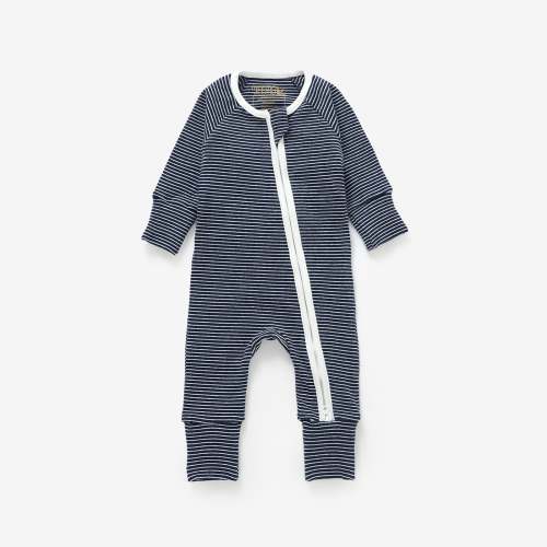 Organic Cotton Striped Peek-A-Poo Pajama in Navy Blue – Meemo Jeemo