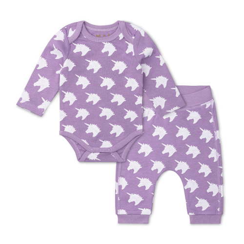 M+A by Monica + Andy Organic Cotton Gender Neutral First Moves Bodysuit + Groove Pant Set, Sizes Newborn -24 Months