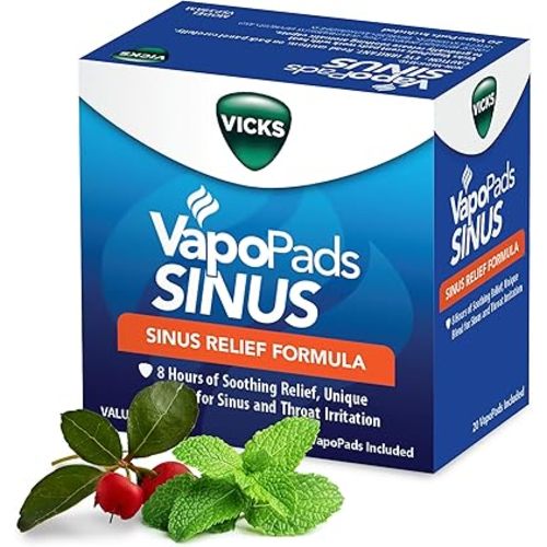 Vicks VapoPads Plus with Sinus Relief Formula - Vapor Pads Refill for Vicks Humidifiers and Steam Inhalers, Scent Pads for Congestion Relief, 20-Pack, Box Color May Vary