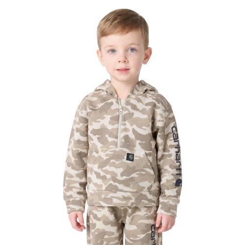 Boys' Long Sleeve Half-Zip Camo Logo Hooded Sweatshirt (Baby/Toddler)