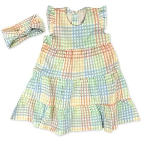 HonestBaby Baby-Girls 2-Piece Outfit Dress & Headband Set for Infant, Baby and Toddler Girls