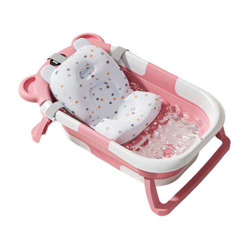 Hanen Foldable Baby Bathtub with Temperature Display, Collapsible Baby Tub with Bath Support Cushion,Portable Infant Tub for for 0-36 Month Newborn to Toddler,Non-Slip,Space Saving