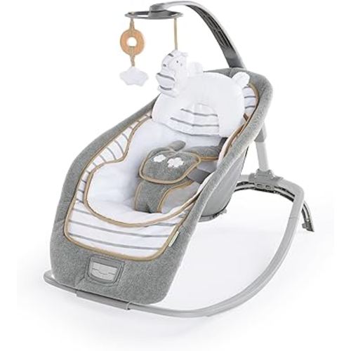 Ingenuity Boutique Collection Plush Modern Baby Rocker & Stationary Seat with Vibrations, Easy Fold, 0-30 Months Up to 40 lbs (Bella Teddy)