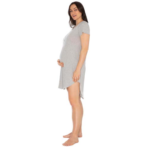 Kindly Yours Women's Maternity Short Sleeve Cotton Modal Nursing Sleep Dress, Sizes S to XXXL