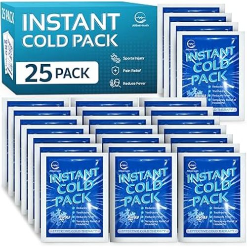 25 Pack Instant Ice Cold Pack (6” x 4.5”) - Disposable Instant Ice Packs for Injuries | Cold Compress Ice Pack for Pain Relief