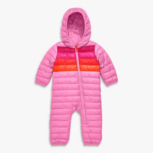 Baby stripe lightweight puffer suit - Peony / 6-12