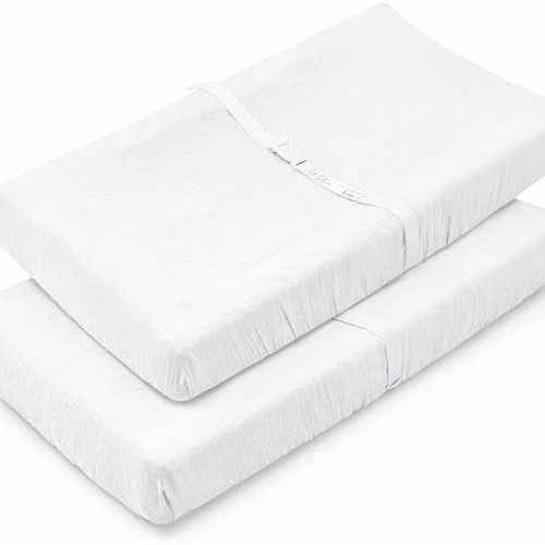 2 Pack Muslin Cotton Changing Pad Cover 33"x 17", White