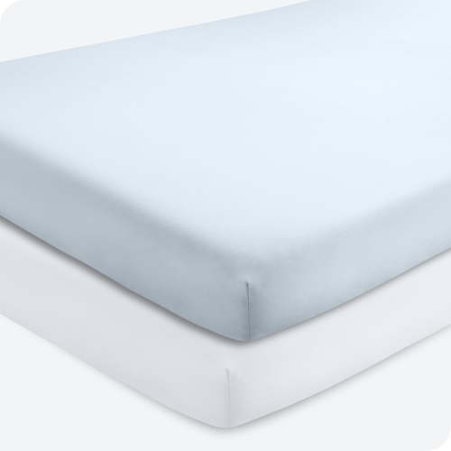 Bare Home 2 Pack Fitted Sheets - Premium 1800 Collection - Ultra Soft - Crib, Sky Blue/White