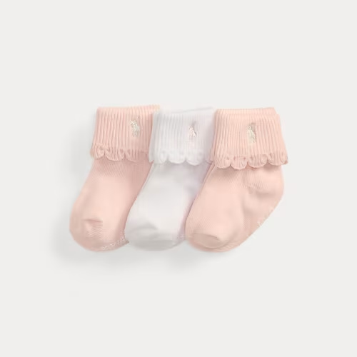 Scalloped-Cuff Crew Sock 3-Pack