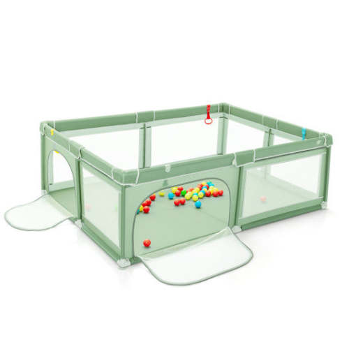Extra-Large Safety Baby Fence With 50 Ocean Balls-Green
