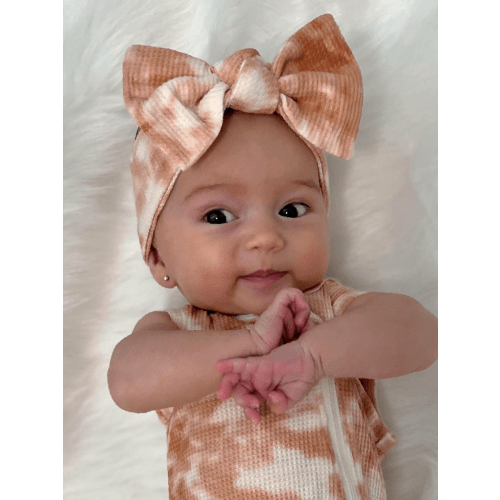 Organic Waffle Knot Bow, Spice Tie Dye