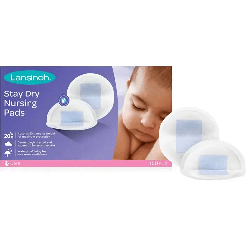 Lansinoh Stay Dry Disposable Nursing Pads, Soft and Super Absorbent Breast Pads, Breastfeeding Essentials for Moms, 100 Count