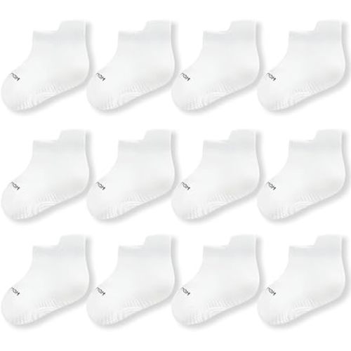 Bamboo Baby Non Slip Ankle Socks - Soft Cotton for Sensitive Skin (6 Pairs, Mixed Colors, Infants-Toddlers-Kids)