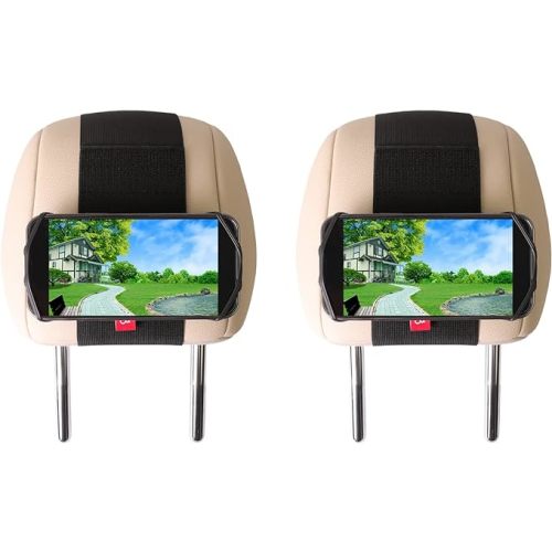 Z ZOTHINGTON 2 Pack Car Phone Headrest Holder - Car Back Seat Headrest Phone Mount for Kids, Road Trip Essentials, Compatible with iPhone, Samsung, Google, Huawei, Nokia, Other Smartphones