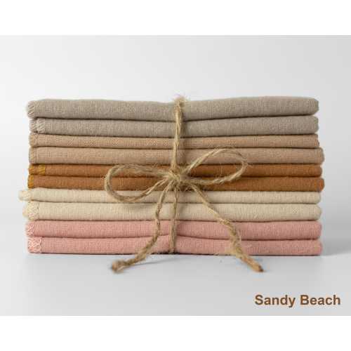 Pastel Oceanside Beach 100% Cotton Flannel Towels Set 1-ply Paperless Towels Reusable Wash Cloth Ocean Forest Zero Waste Kitchen