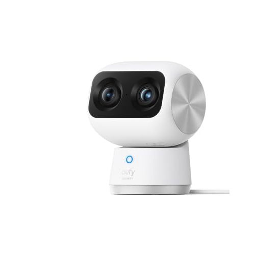 eufy Security 4K Indoor Cam S350, No Subscription, Dual Cameras, 8× Zoom | 360° Coverage,Works as a Pet Camera,Nanny/Senior/Baby Monitor,AI Auto-Tracking,Human/Pet/Cry Detection,2.4/5 GHz Wi-Fi