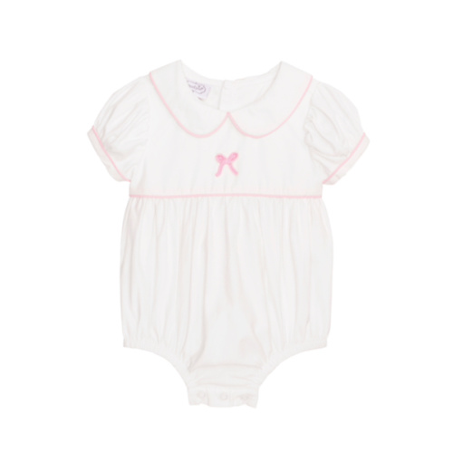 Poplin Bow Bubble 0-3M Crochet Embroidery Outfit | Mud Pie