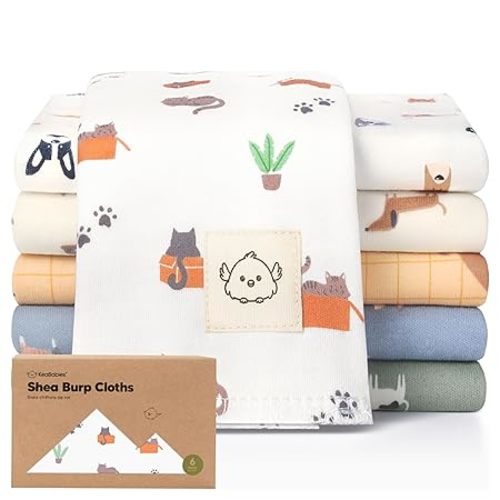 Organic Burp Cloths Baby Boy, Girl,6-Pack Large Burping Cloths(Pets & Paws) | 100% Cotton Burp Clothes for Babies, Newborns Spit Up Rags, Super Soft, Absorbent Towels, Gender Neutral, Machine Washable