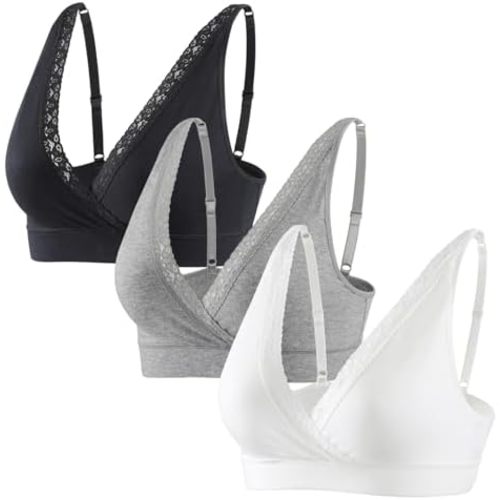 Lace Cotton Sleep Bras for Women, Maternity Nursing Bras, Pregnancy Support Bra with Adjustable Straps