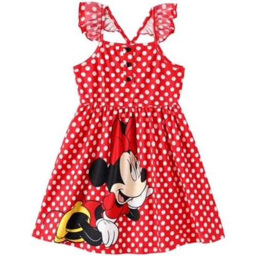 Disney Princess Minnie Mouse Frozen Elsa Girls Dress Ruffle Sleeveless Criss Cross Sundress Summer Clothes Baby to Toddler