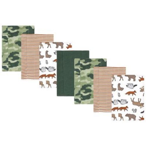 Hudson Baby Infant Boy Cotton Flannel Burp Cloths, Animal Adventure 7 Pack, One Size