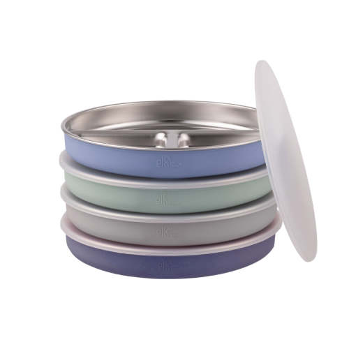 7.8" Stainless Steel Divided Plates with Silicone Sleeves
