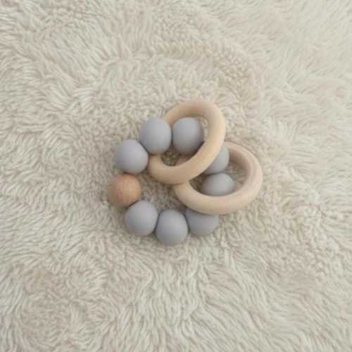 Baby Sensory Ring Toy | BPA-Free Food Grade Silicone & Natural Beech Wood Montessori Development Toy for Infants | Baby Shower Gift