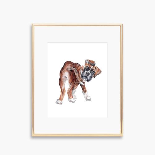 Brindle Boxer Dog Puppy Heart Bum Wall Art - Watercolour Art Print - Dog Illustration - Home Decor - Dog artwork | Boxer Dog Gift