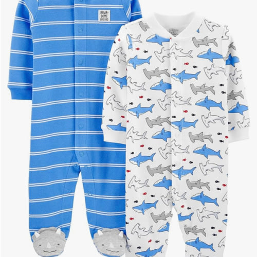 Simple Joys by Carter's baby-boys 2-way Zip Thermal Footed Sleep and Play, Pack of 2