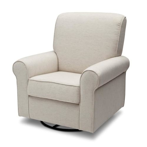 Delta Children Avery Upholstered Glider Swivel Rocker Chair, Metal, Sand