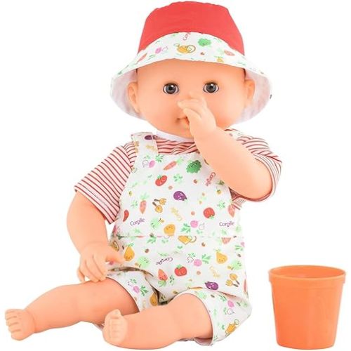 Corolle Bebe Bath Calypso Garden Delights Baby Doll - Includes Play Cup, Soft Body with Sleeping Eyes and Vanilla Fragrance, Removable Clothes, for Children Ages 18 Months and Up