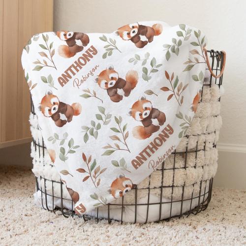 Personalized Red Panda Swaddle Blanket Panda Name Baby Blanket Newborn Baby Boy Coming Home Outfit Hospital Photo Outfit Baby Shower Gift