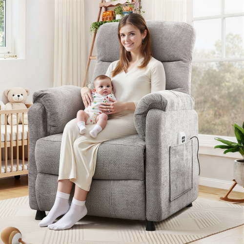Holaki Electric Power Recliner Chair with Remote and Side Pocket