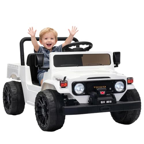 Licensed Toyota Ride on Truck, 12V Kids' Electric Car with Parent Remote Control Ride on Car with Truck Bed Storage, Safety Belt, Soft Braking, Suspension,