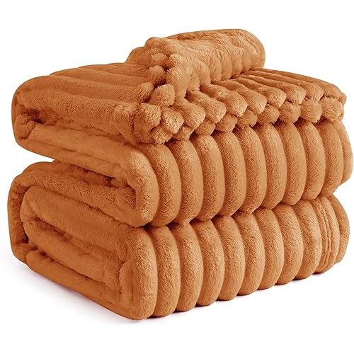 Bedsure GentleSoft King Blanket for Couch - Cozy Soft Fall Blankets for Women, Cute Large Throws for Girls, Orange, 108x90 Inches