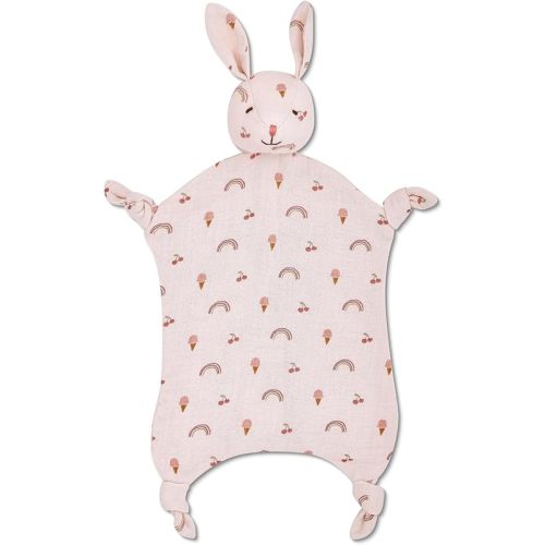 Apple Park Kids Lovey | Non-Toxic, Hypoallergenic, 100% Organic Muslin for 0m+ | Security Blanket (Rainbows & Ice Cream)
