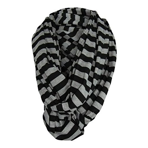 Wearable Infinity Nursing Cover for Breast-Feeding Moms by Tykes & Tails - Black & Gray Stripe Pattern. Multi-Use as Scarf, Burp Cloth, Changing Pad, or Blanket