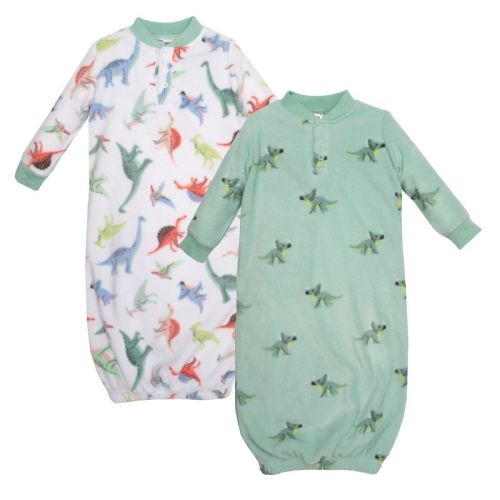 Hudson Baby Infant Boys Fleece Gowns, Cheerful Dino Friends, 0-6 Months