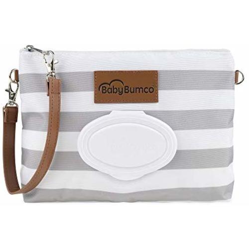 Baby Bumco Diaper Clutch Bag - Water Resistant; Lightweight; Refillable Wipes Dispenser; Portable Changing Kit (Classic Gray)