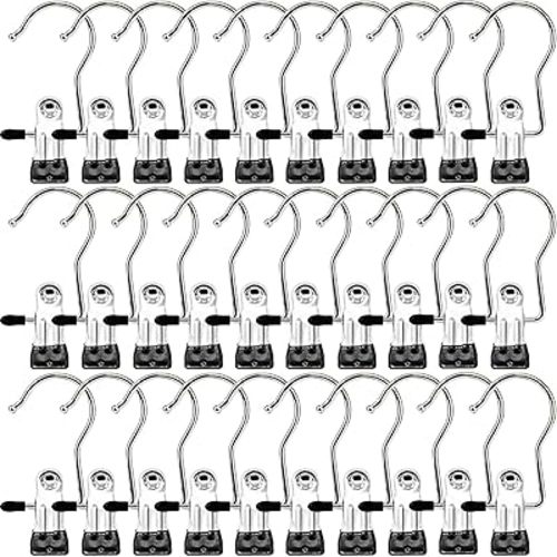 Laundry Hooks Hanging Clips Clothes Pins Closet Hanger Organizer Clamps Socks Towel Clips Heavy Duty Clothespins Bulk Hanger Clips for Closet Travel Pants Socks Handbags, 30 Pack