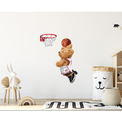 Teddy Bear Basketball Wall Sticker - Basketball Gifts - Boys Nursery Decor - Boys Bedroom Decor - TheVinylCreations